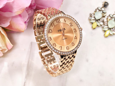 Ceas rose gold cu pietricele C174