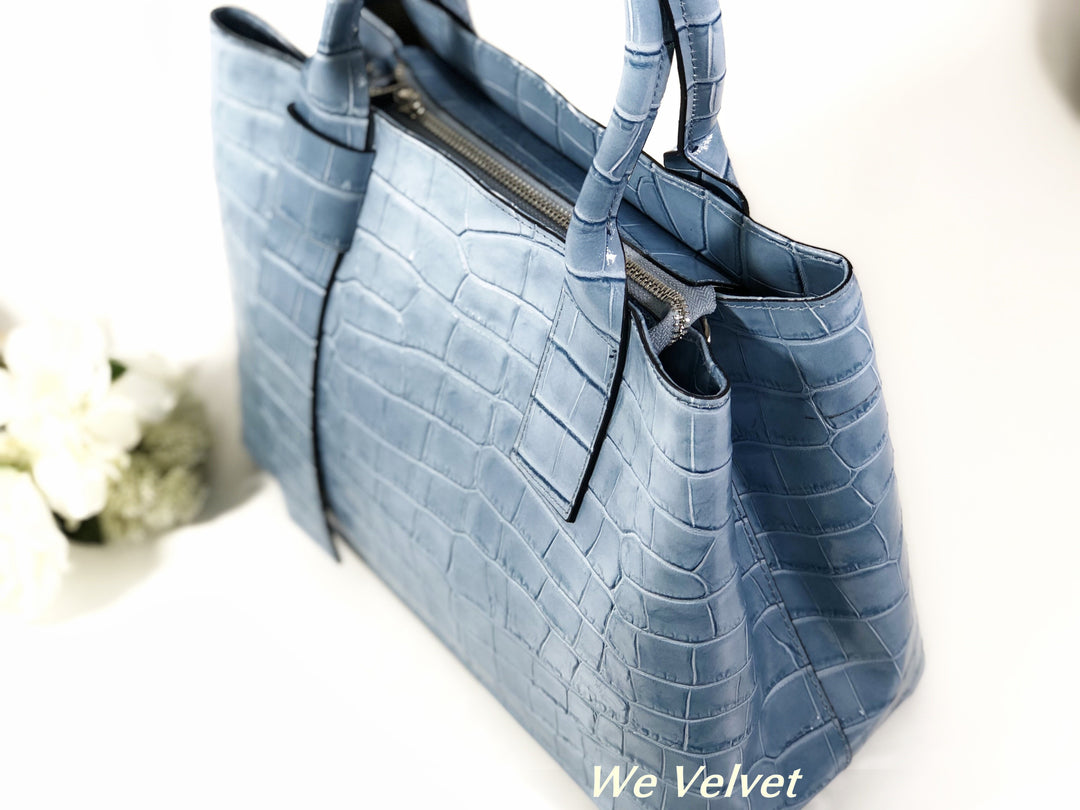 Geantă bleu ciel piele naturală Ariadna – We Velvet