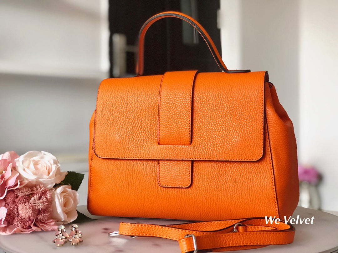 Geantă portocalie piele naturală Harriet – We Velvet
