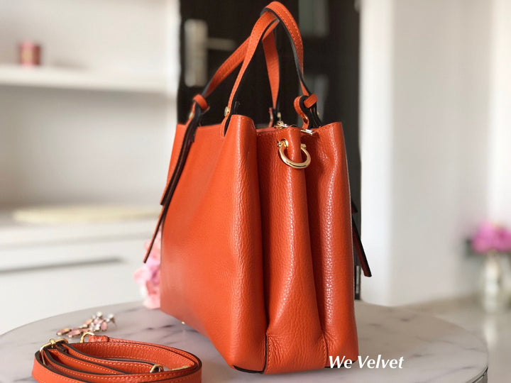 Geantă portocalie piele naturală Kaja – We Velvet