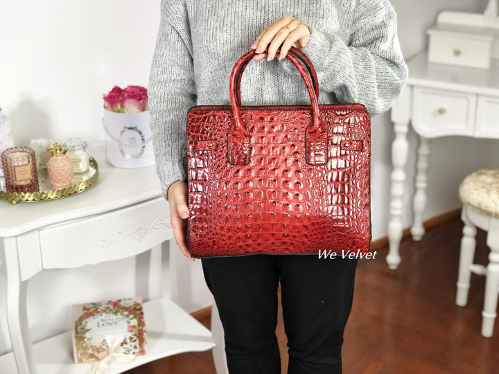 Geantă roşie croco piele eco Nevada – We Velvet