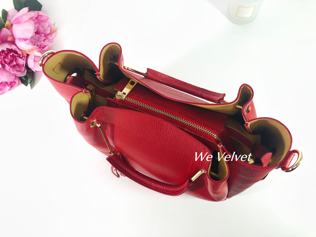 Geantă roşie piele naturală Allegria – We Velvet