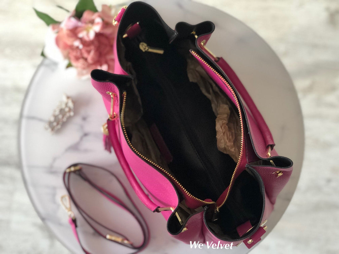 Geantă roz fuchsia piele naturală Allegria – We Velvet