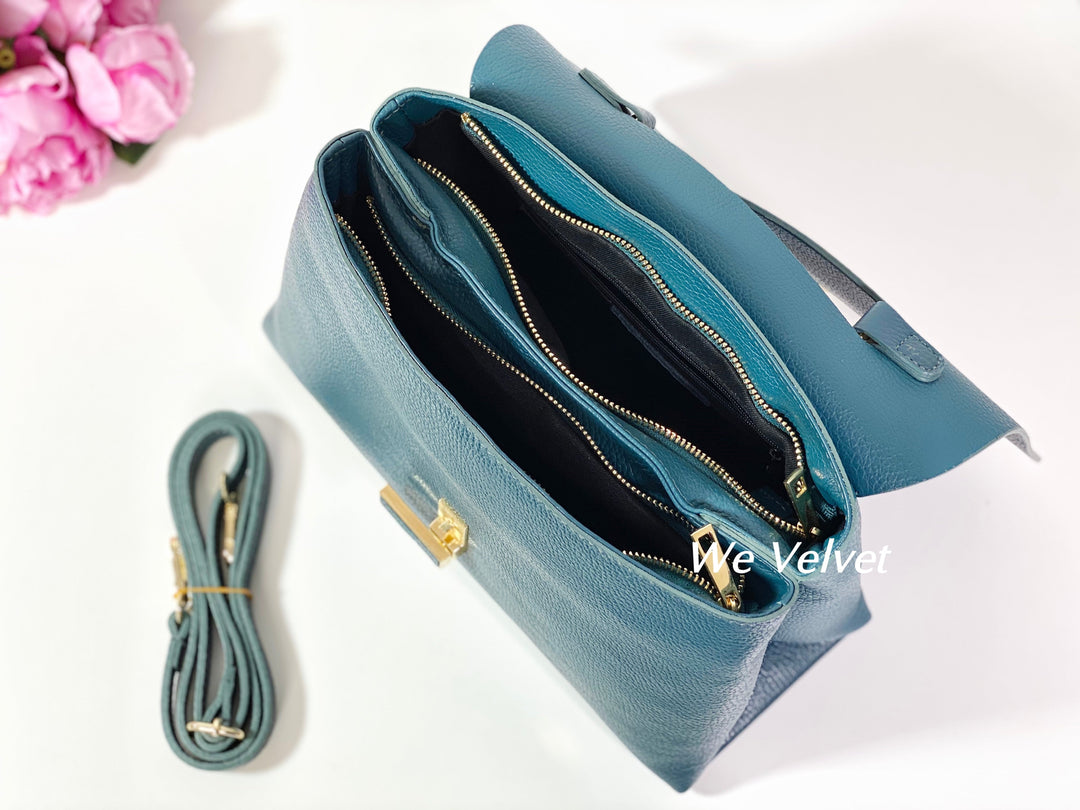 Geantă turcoaz piele naturală Gabriella – We Velvet