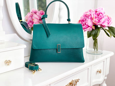 Geantă turcoaz piele naturală Gabriella