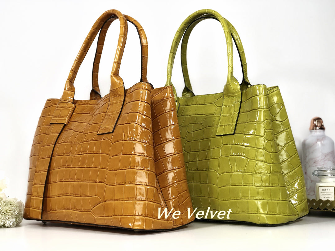 Geantă verde lime piele naturală Ariadna – We Velvet
