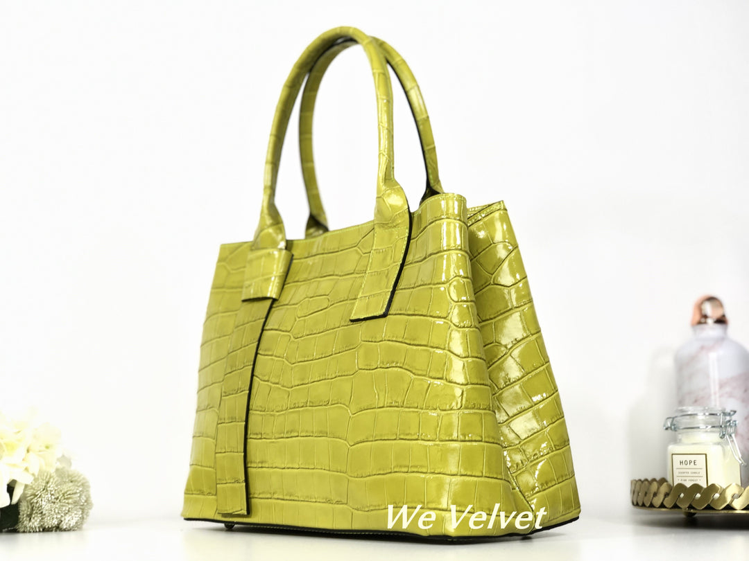 Geantă verde lime piele naturală Ariadna – We Velvet