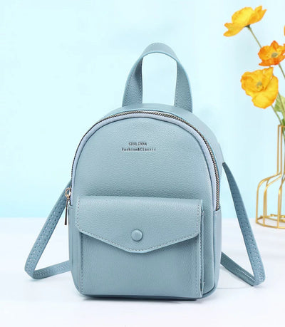 Mini rucsac baby blue piele eco tip geantă Gemmi