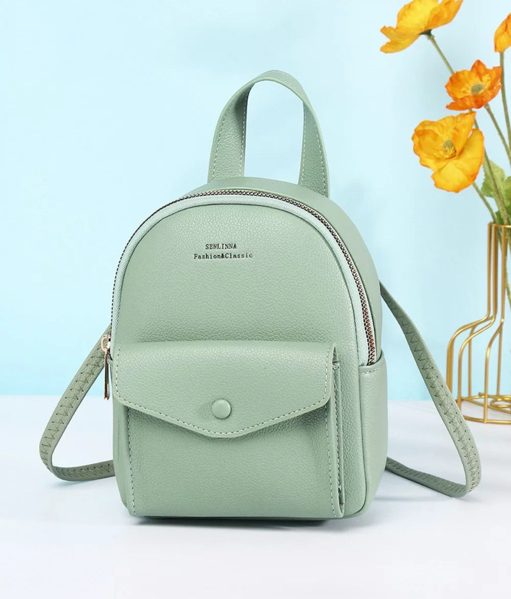 Mini rucsac verde pastel piele eco tip geantă Gemmi – We Velvet