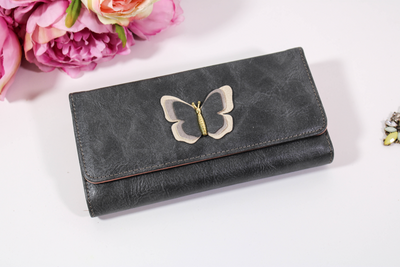 Portofel blue grey piele eco Fluturel