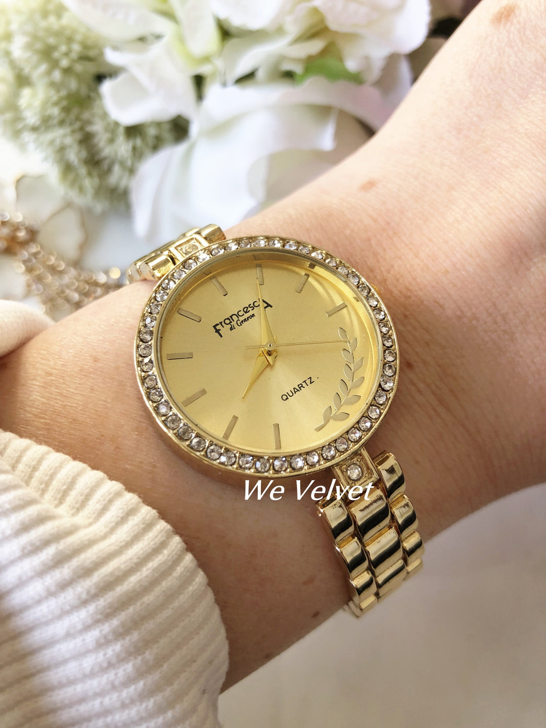 Ceas auriu cu pietricele Francesca di Geneva C64 – We Velvet