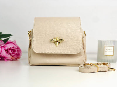 Geantă bej deschis piele naturală Beeatrix