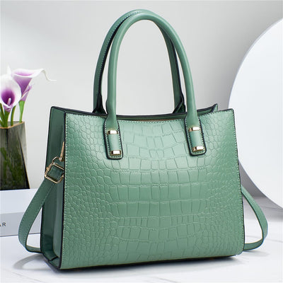 Geantă verde piele eco cu imprimeu croco Elodya