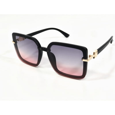 Ochelari de soare negrii cu lentile în gradient negru-roz O102